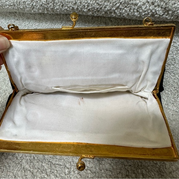 Vintage Black Floral Petite Point/Needle Point Handbag Purse - Picture 3 of 4